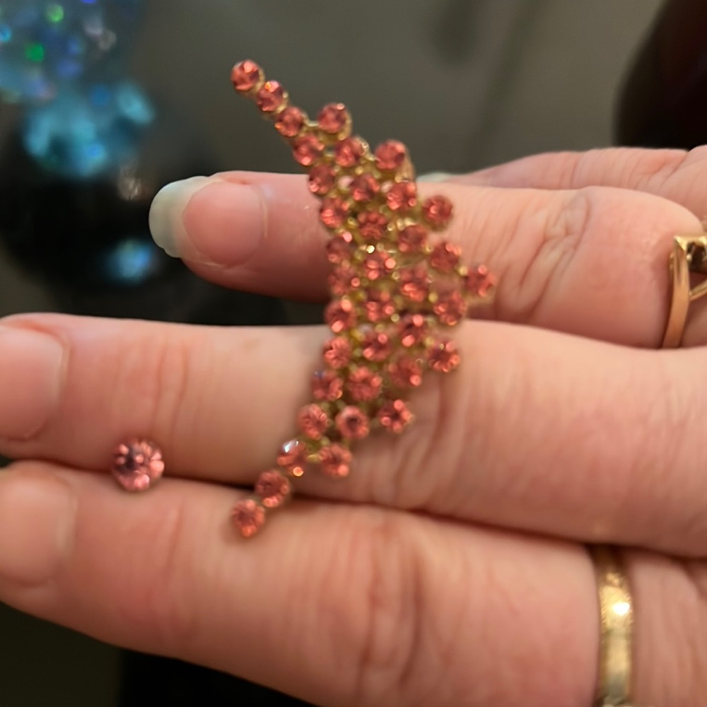 🆑FINAL PRICE‼️ Pink gems and gold crawler with single earring for the other ear
